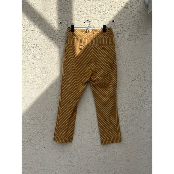 Free People mustard yellow cotton striped pants size 2 - Picture 3 of 5